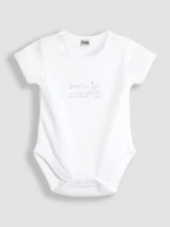 JoJo Maman Bébé White Born In 2025 Embroidered Body