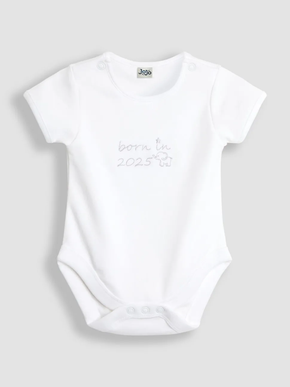 JoJo Maman Bébé White Born In 2025 Embroidered Body