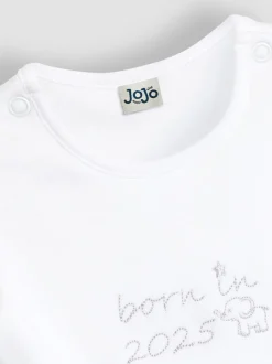JoJo Maman Bébé White Born In 2025 Embroidered Body