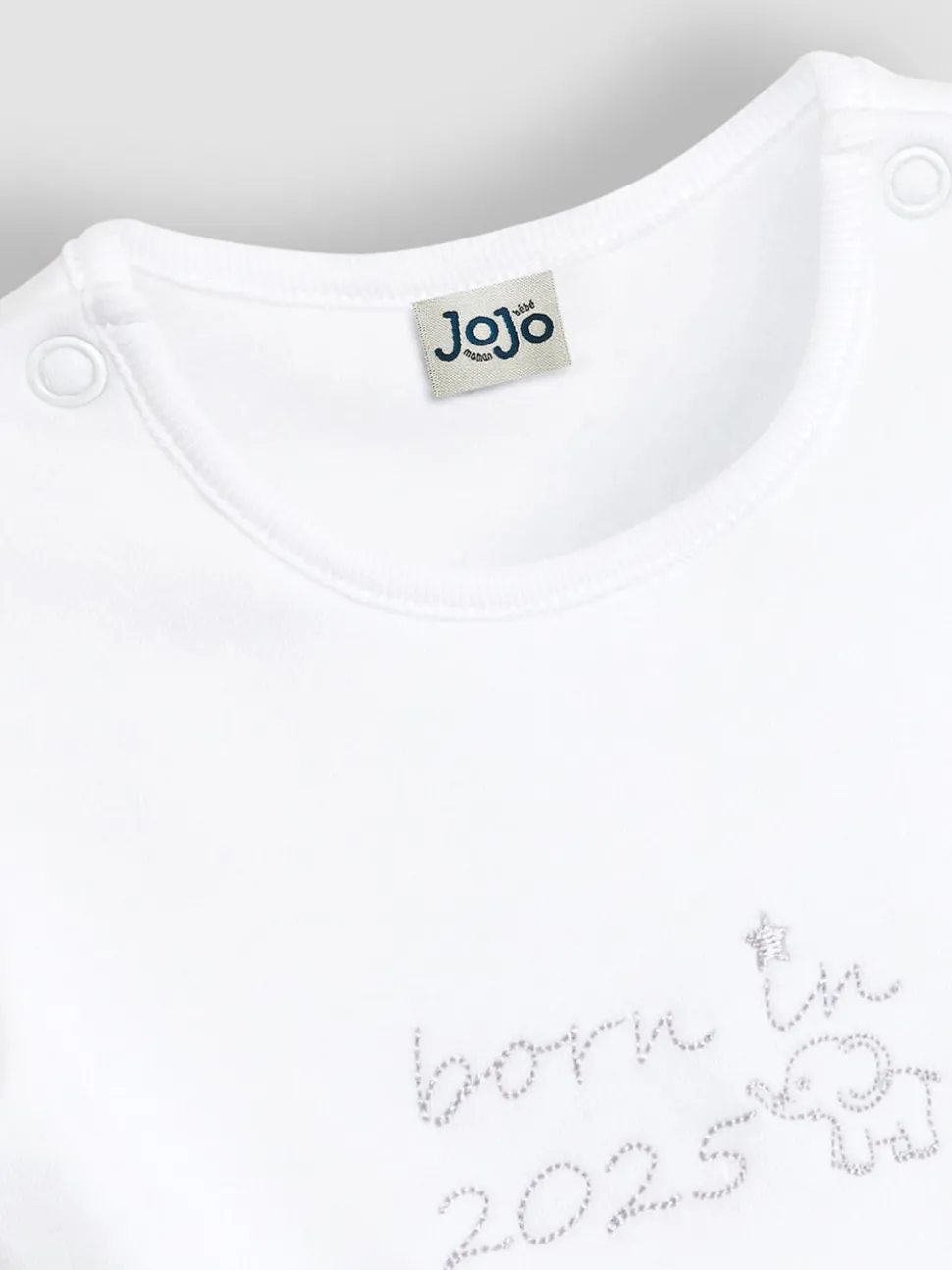JoJo Maman Bébé White Born In 2025 Embroidered Body