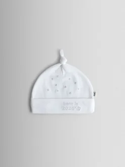 JoJo Maman Bébé White Born in 2026 Embroidered Hat