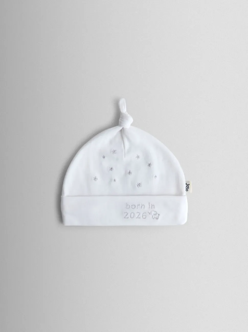 JoJo Maman Bébé White Born in 2026 Embroidered Hat
