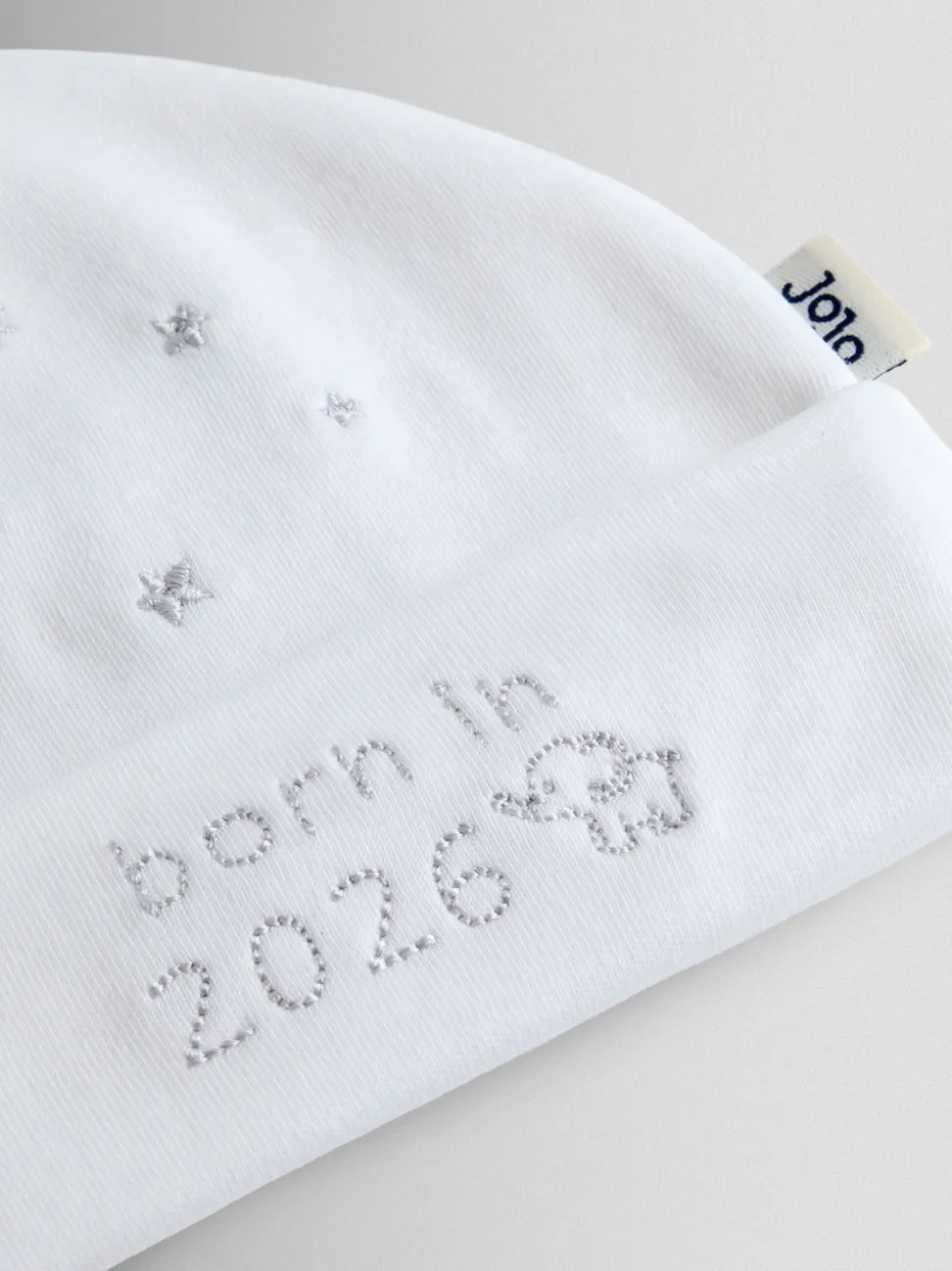 JoJo Maman Bébé White Born in 2026 Embroidered Hat
