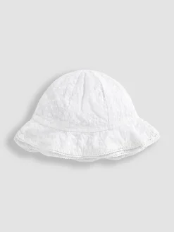 JoJo Maman Bébé White Broderie Anglaise Sun Hat