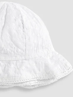 JoJo Maman Bébé White Broderie Anglaise Sun Hat