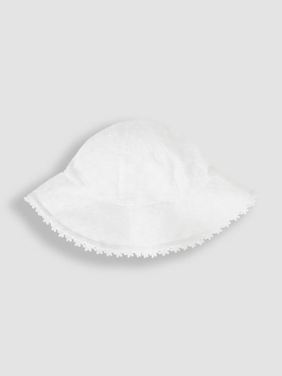 JoJo Maman Bébé White Broderie Floppy Hat