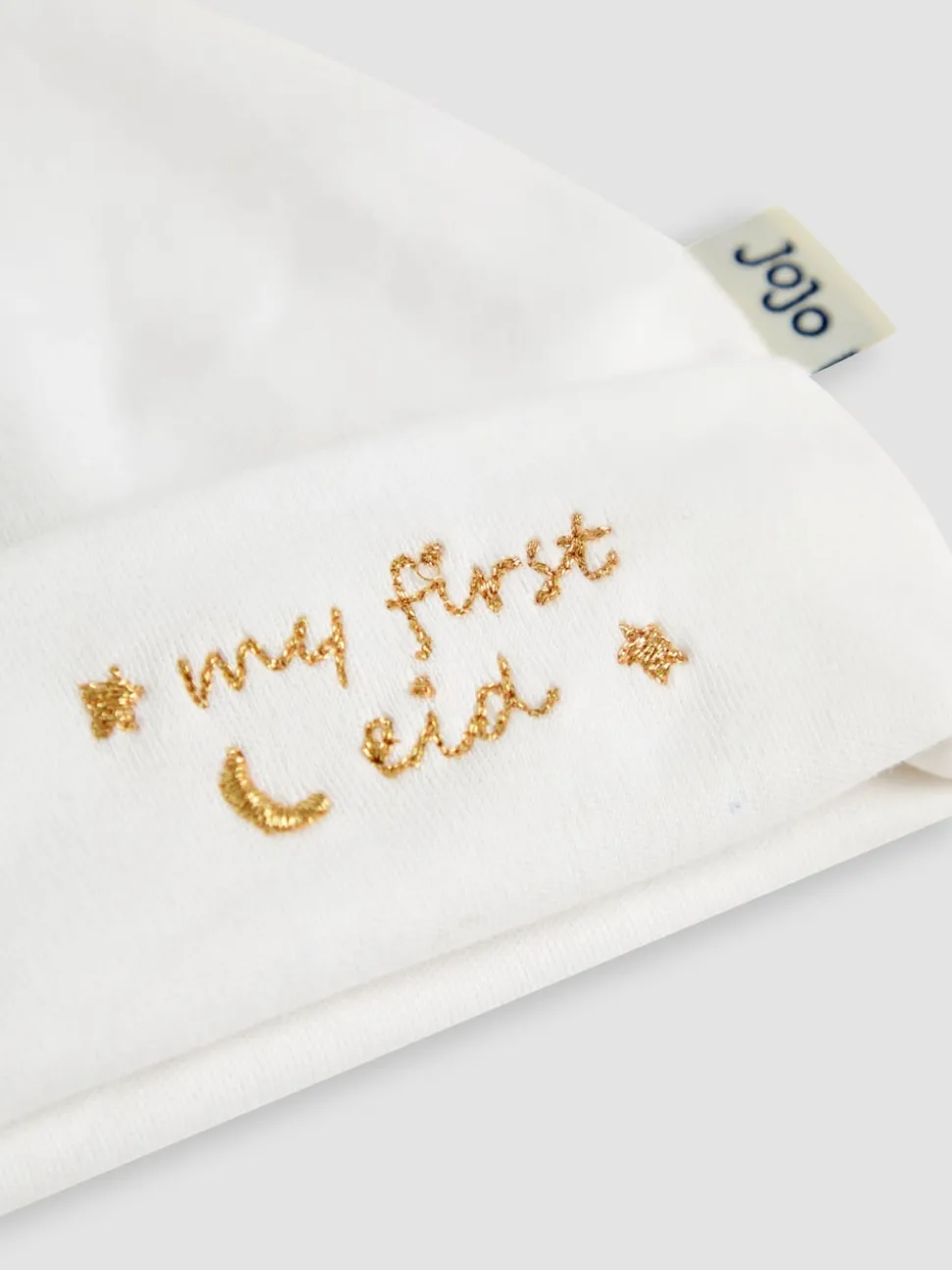 JoJo Maman Bébé White Cotton Embroidered Baby Hat