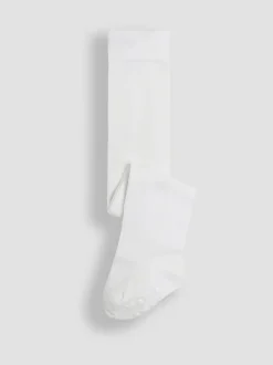 JoJo Maman Bébé White Cotton Rich Plain Tights