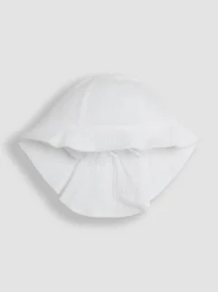 JoJo Maman Bébé White Floppy High Low Sun Hat