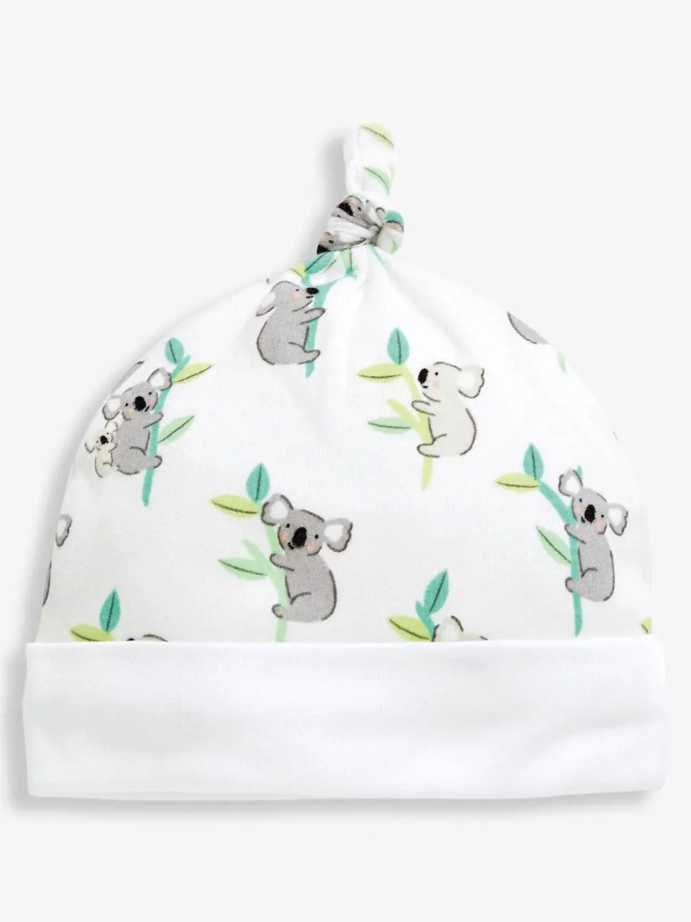 JoJo Maman Bébé White Koala Print Cotton Baby Hat