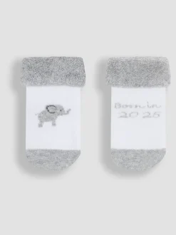 JoJo Maman Bébé White 2-Pack Born In 2025 Baby Socks