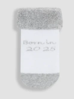 JoJo Maman Bébé White 2-Pack Born In 2025 Baby Socks
