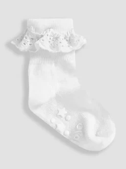 JoJo Maman Bébé White 3-Pack Frilly Socks