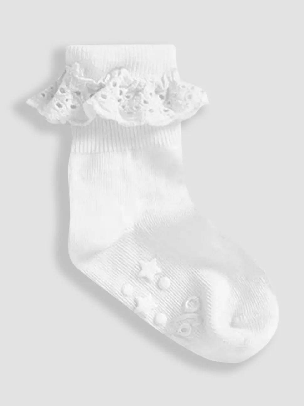 JoJo Maman Bébé White 3-Pack Frilly Socks