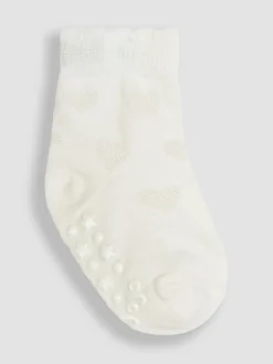 JoJo Maman Bébé White 3-Pack Heart Socks