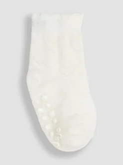JoJo Maman Bébé White 3-Pack Heart Socks