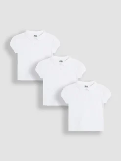 JoJo Maman Bébé White 3-Pack Polo Shirts