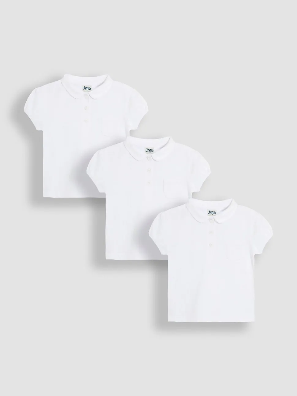 JoJo Maman Bébé White 3-Pack Polo Shirts