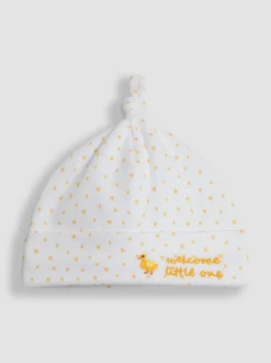 JoJo Maman Bébé White Welcome Little One Hat