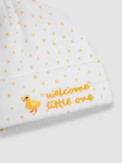 JoJo Maman Bébé White Welcome Little One Hat
