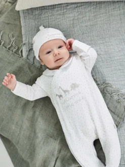 JoJo Maman Bébé White Welcome Little One Baby Hat
