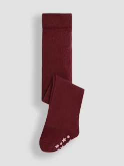 JoJo Maman Bébé Wine Cotton Rich Plain Tights