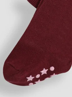 JoJo Maman Bébé Wine Cotton Rich Plain Tights