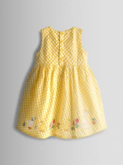 JoJo Maman Bébé Yellow Appliqué Gingham Sleeveless Dress