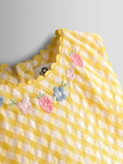 JoJo Maman Bébé Yellow Appliqué Gingham Sleeveless Dress