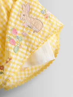JoJo Maman Bébé Yellow Appliqué Gingham Sleeveless Dress