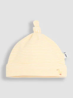 JoJo Maman Bébé Yellow Cotton Embroidered Baby Hat