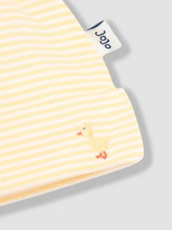 JoJo Maman Bébé Yellow Cotton Embroidered Baby Hat