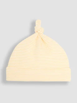 JoJo Maman Bébé Yellow Cotton Embroidered Baby Hat