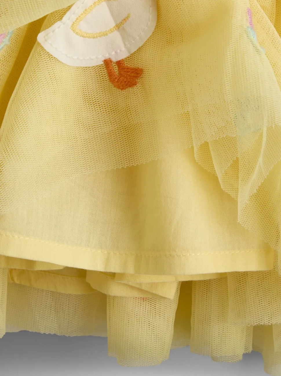 JoJo Maman Bébé Yellow Duck & Bunny Appliqué Tulle Party Dress