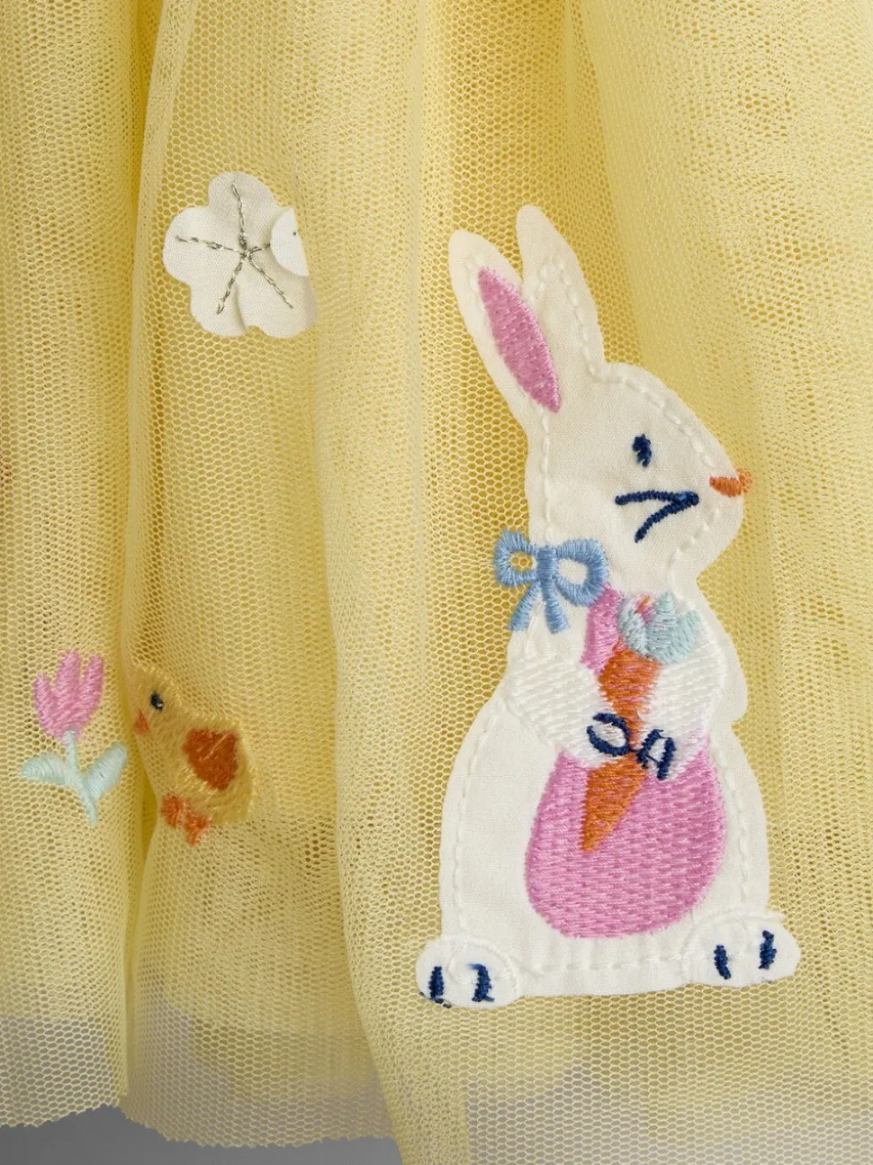 JoJo Maman Bébé Yellow Duck & Bunny Appliqué Tulle Party Dress