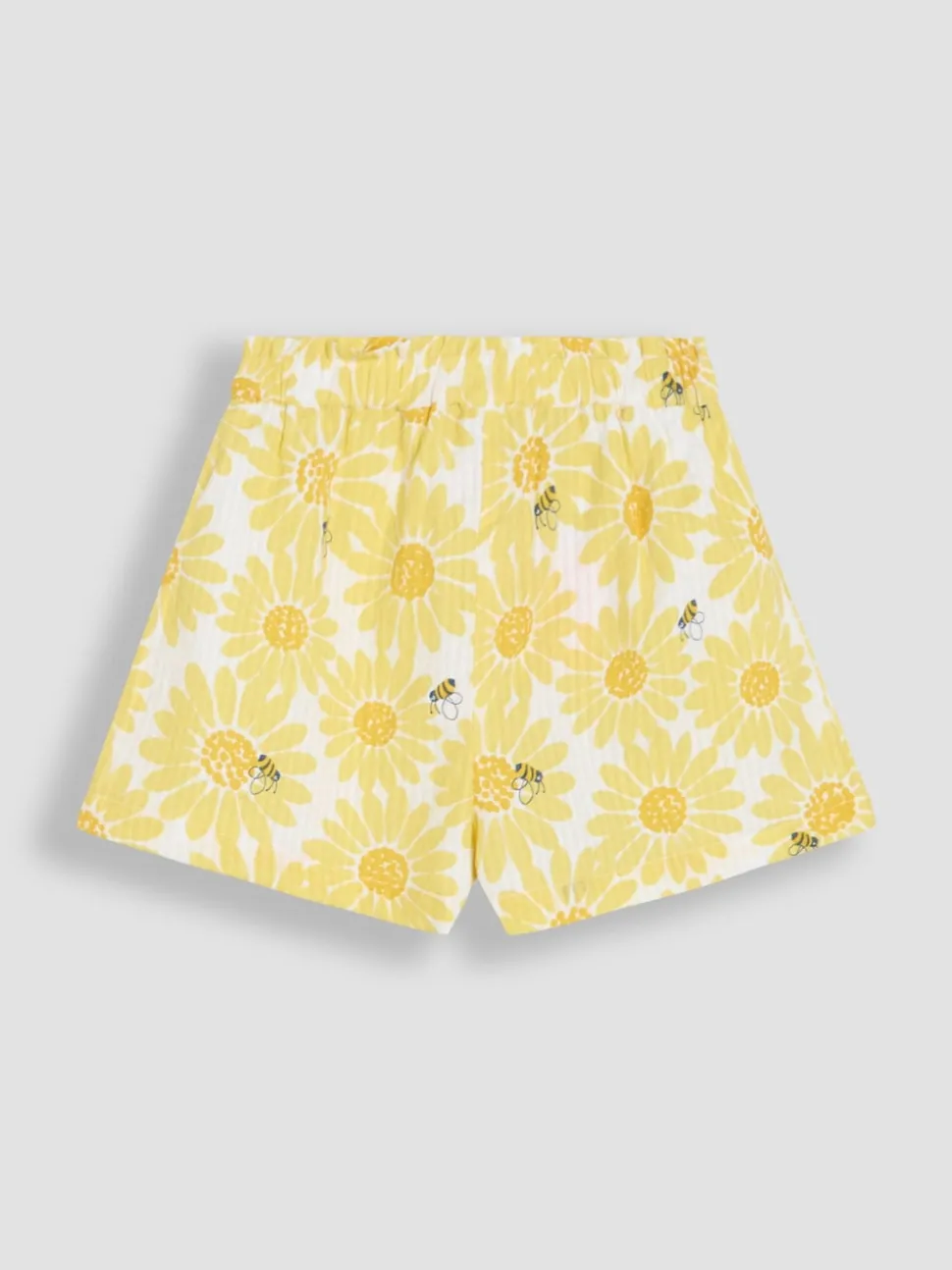 JoJo Maman Bébé Yellow Sunflower Print 2-Piece Frill Shoulder Top & Short Set