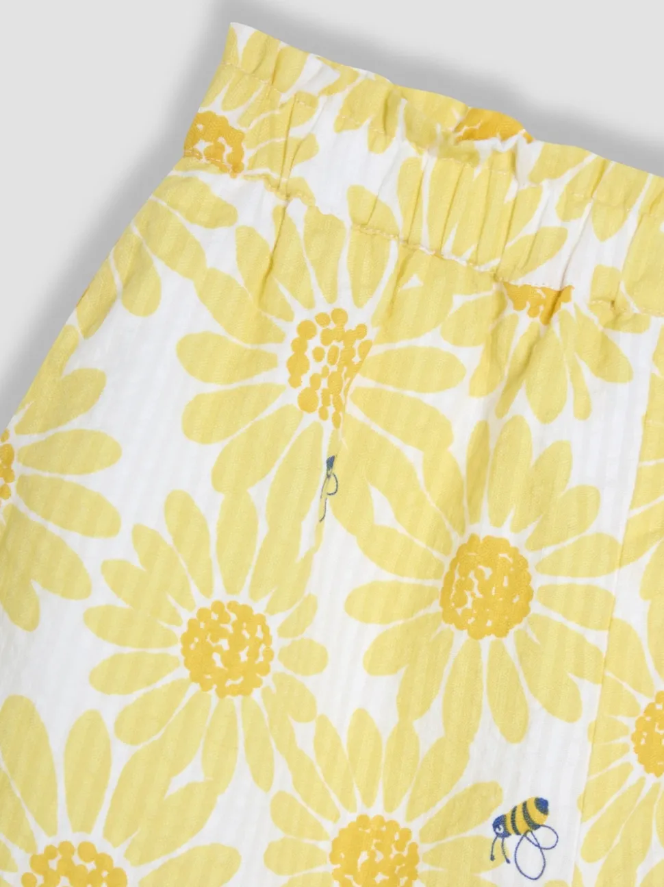 JoJo Maman Bébé Yellow Sunflower Print 2-Piece Frill Shoulder Top & Short Set