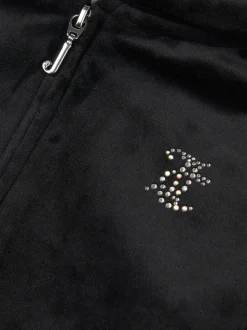 Juicy Couture Black Arch Zip Thru Diamante Hoodie