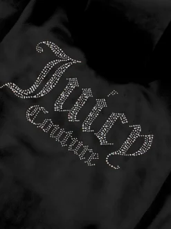 Juicy Couture Black Diamante Zip Thru Hoodie & Bootcut Joggers Set