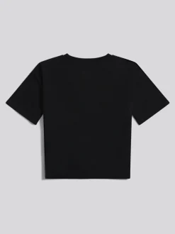 Juicy Couture Black Diamante Trim Neck Boxy T-Shirt
