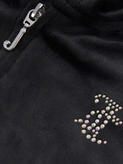 Juicy Couture Black Diamanté Zip Through Hoodie