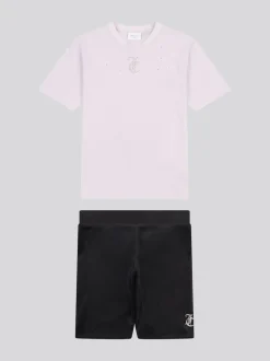 Juicy Couture Black Loose T-Shirt & Velour Cycling Shorts Set