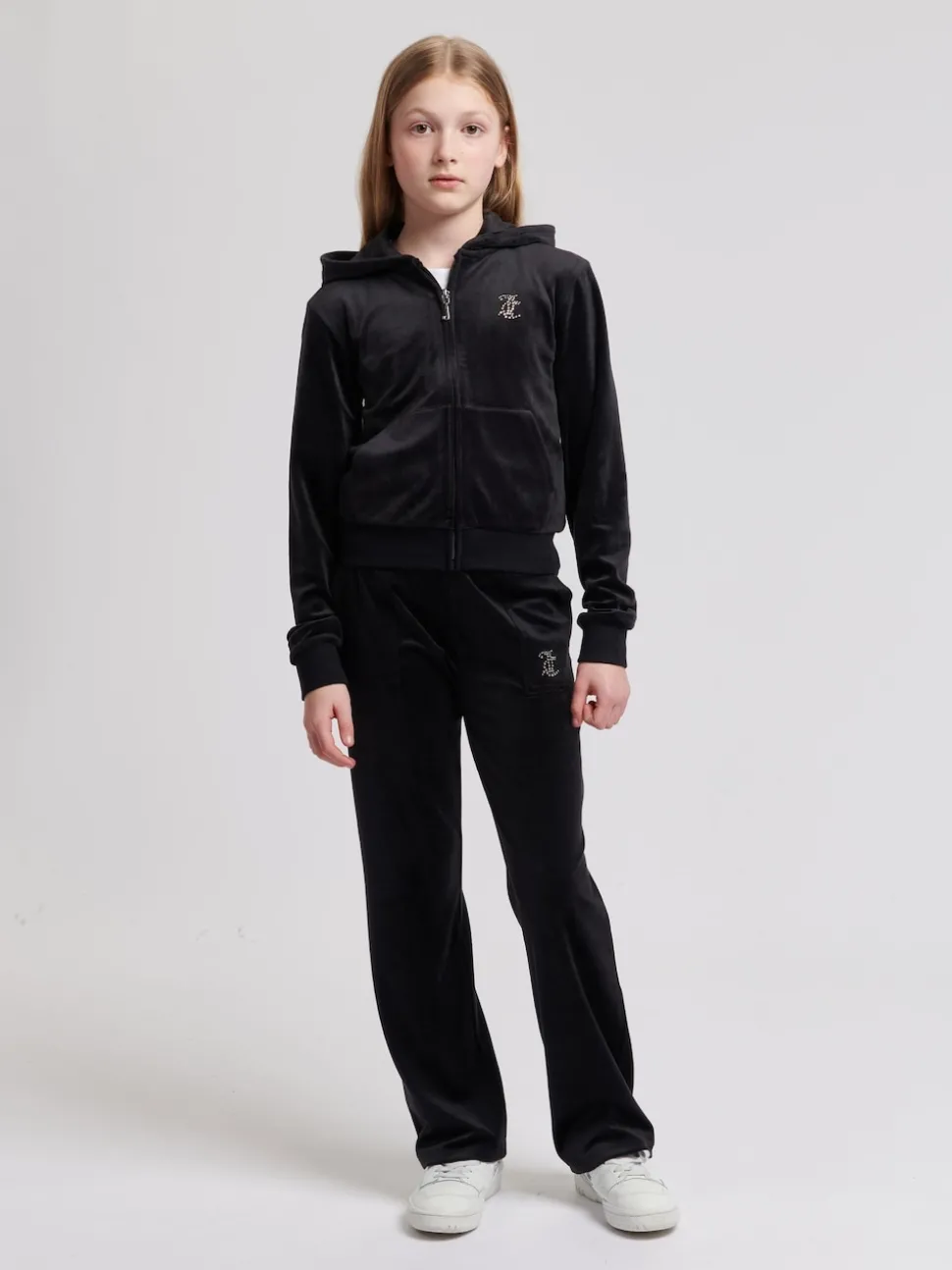 Juicy Couture Black Mini Diamante Zip Hoodie