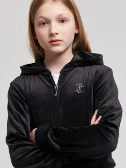 Juicy Couture Black Mini Diamante Zip Hoodie
