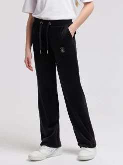Juicy Couture Black Mini Girls Diamante Wide Leg Joggers