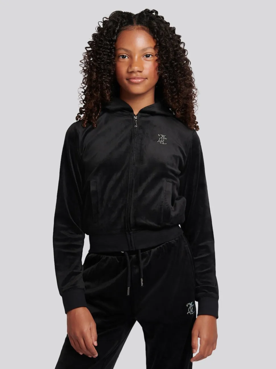 Juicy Couture Black Zip Through Hoodie and Relaxed Joggers Set