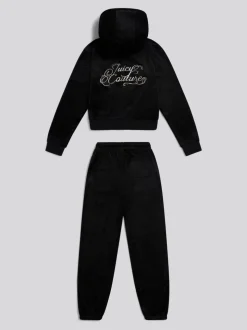 Juicy Couture Black Zip Through Hoodie and Relaxed Joggers Set