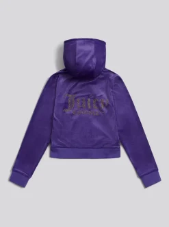 Juicy Couture Blue Diamante Zip Through Hoodie