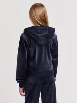 Juicy Couture Blue Girls Tonal Velour Zip Up Hoodie