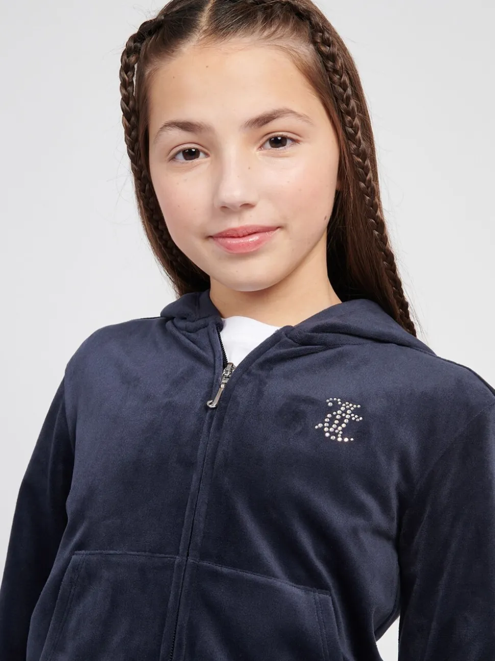 Juicy Couture Blue Mini Diamante Zip Hoodie